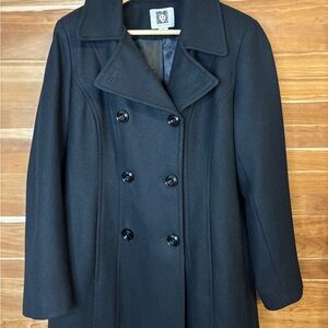 Anne Klein Classic Black Pea Coat